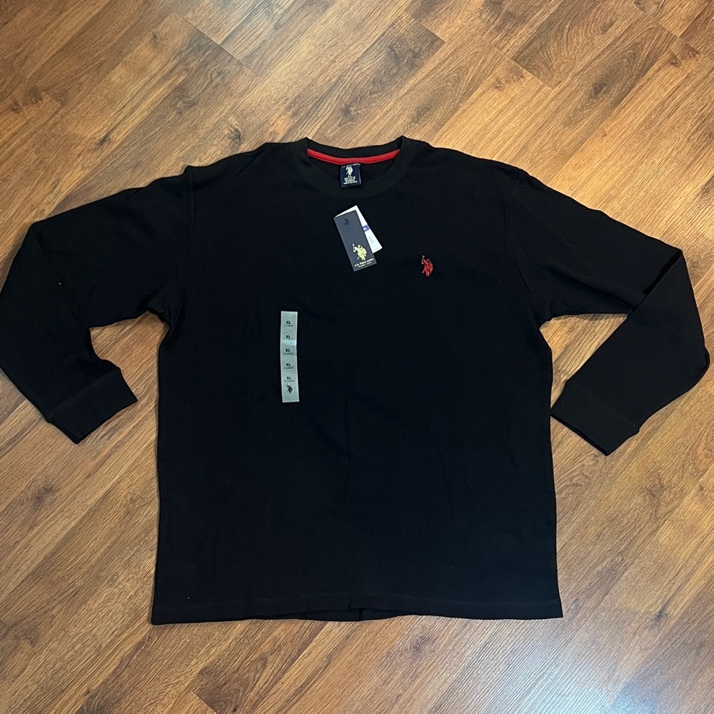 NWT - US POLO ASSN - Black Long Sleeve Shirt with Red Logo